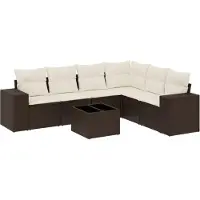 vidaXL 7-delige Loungeset met kussens poly rattan bruin