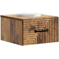 vidaXL Muurbevestigde Nachttafel met lade Oud hout 34,5 x 33 x 20 cm