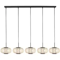 Mexlite Hanglamp 5-lichts recht Silva met bamboe kappen