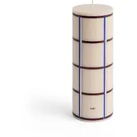 HAY Kaars Column Candle Medium Off-White, Bordeaux, Blue And Silver