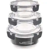 Core Meal Prep Bakjes Glas - vershoudbakjes glas - mealprep bakjes Glas - Set van 3 - 400 ml, 650 ml en 950 ml - Transparant - 20cm x 20cm x 17cm