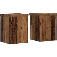 vidaXL Plantenstandaards 2 st 15x15x20 cm bewerkt hout oud houtkleurig