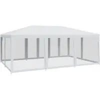 vidaXL Partytent met 10 mesh zijwanden 6x4 m HDPE wit
