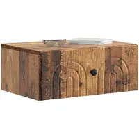 vidaXL Muurbevestigde Nachttafel met lade Oud hout 49 x 34,5 x 20 cm