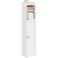 SoBuy Toiletkast met WC-Rolhouder - Wit - 20x100x18 cm