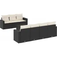 vidaXL 8-delige Loungeset met kussens poly rattan zwart