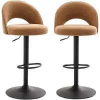 Sweeek - Set van twee verstelbare barstoelen van stof, metalen zwarte basis - abby