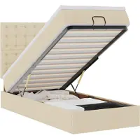 vidaXL Ottoman bed met matras en LED's 100x200cm stof crèmekleurig
