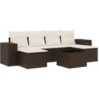 vidaXL 7-delige Loungeset met kussens poly rattan bruin