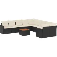 vidaXL 11-delige Loungeset met kussens poly rattan zwart