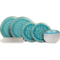 Cosy & Trendy Serviesset Laguna Azzurro 12-delig / 4 personen - 4 dinerborden, 4 ontbijtborden en 4 kommen