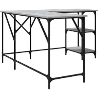 vidaXL Bureau 139x139x75 cm bewerkt hout grijs sonoma eikenkleurig