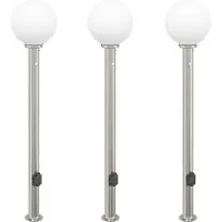vidaXL Bolderverlichting met sensor en stopcontact 3 stuks 120 cm roestvrij staal IP44