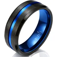 Mendes Heren ring Wolfraam Zwart Blauw 8mm-21mm