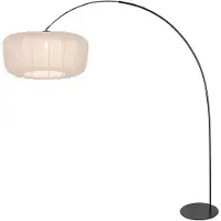 Steinhauer Zwarte booglamp Curve met crème kap Ø60cm