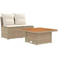 vidaXL 2 Stuk Tuin middelste sofa met opklaptafel poly rattan