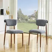 MODFU - Eetkamerstoelenset - Gevoerde Zitting - Gebogen Rugleuning - Modern - Voor Eethoek - Linnen - Grijs - 58,5 x 48 x 83 cm