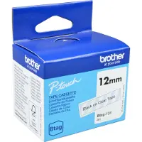 Brother Btag-131 niet-gelamineerde tape zwart op transparant 12 mm (origineel)