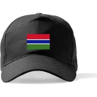 Beechfield Zwarte Pet met Wereldvlaggen, land Gambia klittenbandsluiting