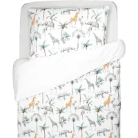 Sevira Kids - Omkeerbare katoensatijn set voor kinderen - Groen 140X150 50X70