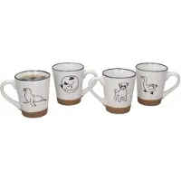 MamboCat 4-delige set witte koffiemokken DIEREN elk 1x zeehond, kat, hond & gans van keramiek – DN1801920