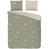Muller Textil Good Morning Dekbedovertrek "Odette" - Groen - (240x220 cm) - 100% Katoen