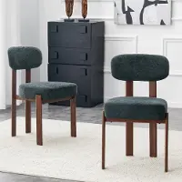 STILVORA Eetkamerstoelen - Set Van 2 Met Gebogen Rugleuning En Linnen Bekleding - Voor Keuken En Eethoek - Zwart
