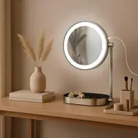 CLP Winslet make-up spiegel - met verlichting - 10x vergroting - vergrotend - dubbelzijdig - USB-C kabel - staand - klein - wit