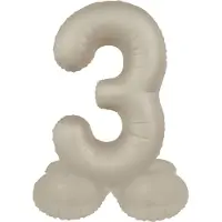 Folat - Staande folieballon Cijfer 3 Creamy Latte - 41 cm