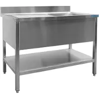 Saro Spoeltafel Met 1 Wasbak - Rechts - 600 Mm Diepte - 1200 Mm 600-2510R - Horeca & Professioneel