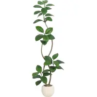 Happiq Kunstmatige Rubberboom - Voor Home & Binnen - Faux Fiddle Leaf Vijgenboom, Tropische Grote Vloerplant - Real Touch - Groen-180cm