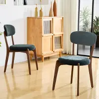 MODFU - Eetkamerstoelen Set Van 2 - Gestoffeerd Met Zitkussen - Modern - Voor Eetkamer Of Keuken - Metaal En Linnen - Zwart