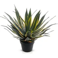 Meisterhome Kunstplant Agave 55 cm – Realistische Vetplant – Inclusief Pot – Onderhoudsvrij – Groene Kamerplant Decoratie