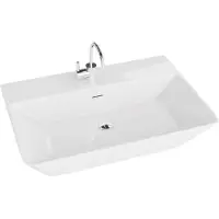 Domino LAVITA CABRERA GRANDE - Opzetwastafel 60x42,5 cm - Wit Hoogglans - Dunne rand - Met kraangat - Keramiek