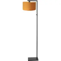 Steinhauer Vloerlamp stang zwart met goud kleurig velourse kap