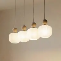 TK Lighting Glazen hanglamp Ballo, dimbaar, crème / amber, Woon-/ Eetkamer, Glas, hanglamp