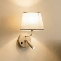 TK Lighting Wandlamp Maja, zandkleurig, textiel, leeslampje, hoogte 25 cm dimbaar, crème / amber, Slaapkamer, Textiel / Stof / Zijde