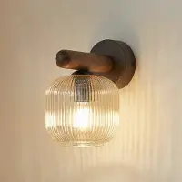 TK Lighting Wandlamp Salvia, dimbaar, hout donker, Woon-/ Eetkamer, Hout, wandlamp