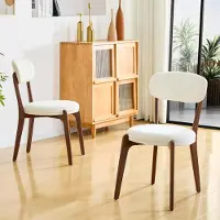 OKWISH Eetkamerstoel 55,5 x 48,5 x 84 cm - Comfortabele Set Van 2 Voor Eetkamer En Keuken - Linnen - Wit