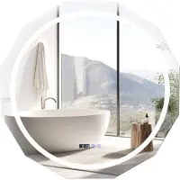 Coast LED-Badkamerspiegel 76x76 cm Zilver/Wit met Anti-Condens, Verlichting, Klok en Temperatuurweergave