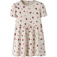 Name It Mini Jurk 'NMFHaline' lichtgrijs / donkerrood / zwart