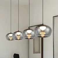 VIOKEF Hanglamp Nadia, alu / grijs / zink, Woon-/ Eetkamer, Glas, hanglamp