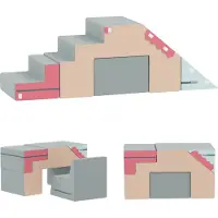 AIYAPLAY Kinder Speelset Zacht Fluweel, schuim 131L x 39B x 44H cm Beige+Blauw+Roze+Lichtgroen