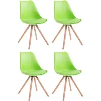 CLP Set van 4 stoelen Toulouse, rond model met ronde houten poten | Kleur: groen, frame: naturel