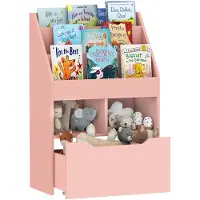 HOMCOM kinderboekenkast - MDF, Nylon - 60L x 29,9B x 90H cm - roze