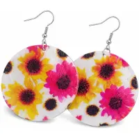 Behave Schelpen Oorbellen Bloemenprint Boho Nikkelvrij Geschenkzakje
