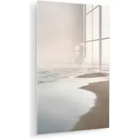MuchoWow Glasschilderij 120x180 cm - Schilderij acrylglas - Kustlijn - Strand - Oceaan - Foto op glas - Muurdecoratie woonkamer - Wanddecoratie slaapkamer - Schilderijen