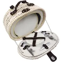 UNUS Picknickmand Fiets Fietsmand van wilg met koelfunctie voor 2 personen ovaal 38x30x20 cm wit