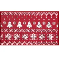 Happiq Kerst Deurmat - Voor Binnen, Ingang & Voordeur - Boho Stijl Welkom Vloerkleed, Antislip - Kerstdecoratie - Rood- 40x60cm