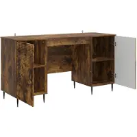 vidaXL Bureau met plank Gerookt eiken 142,5 x 50 x 75 cm Bewerkt hout